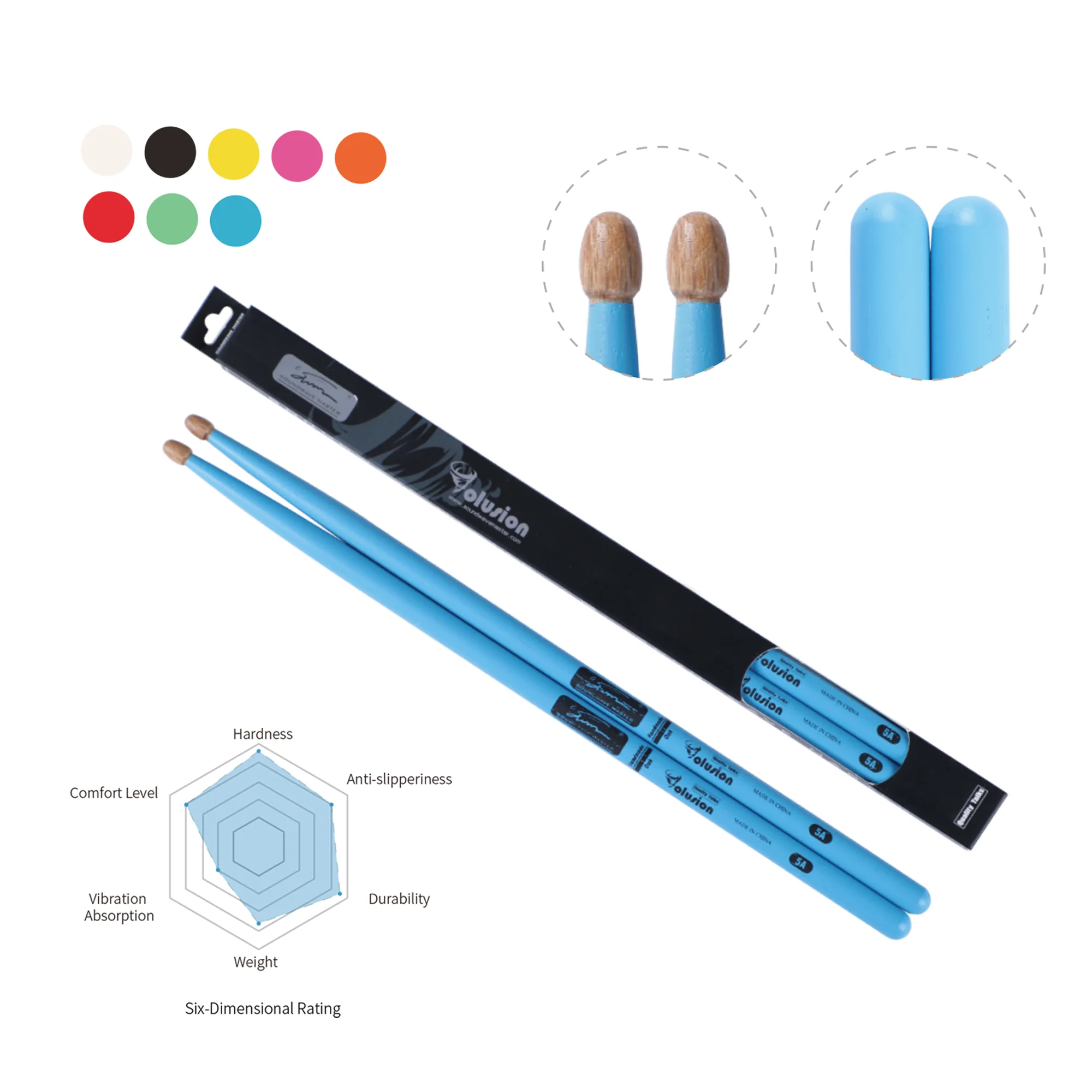 Premium 5A Oka Professional Drumsticks - Highly Cost-Effective Musical Instrument Components For Musicians, Model 7A/5A