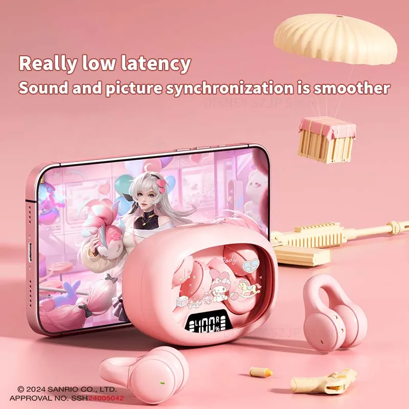 Sanrio X53 EarClip Bluetooth 5.4 TWS 이어 버드 스테레오 HD 통화 이어폰 소음 차단 무선 헤드폰 스포츠 헤드셋