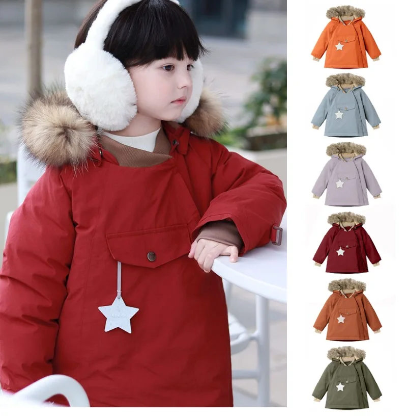 

Детский пуховик, новинка зимы 2024, новое поступление, утепленное пальто с капюшоном на белом утином пуху для мальчиков, хлопковая ветрозащитная куртка-пуховик для девочек