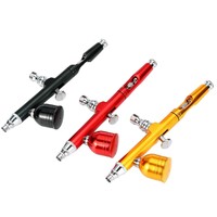 Airbrush Kit, Dual-Action Gravity Air Brush Gun with 3 Nozzle Sets, Aluminum Spray Gun for Makeup Nail Art Painting Model