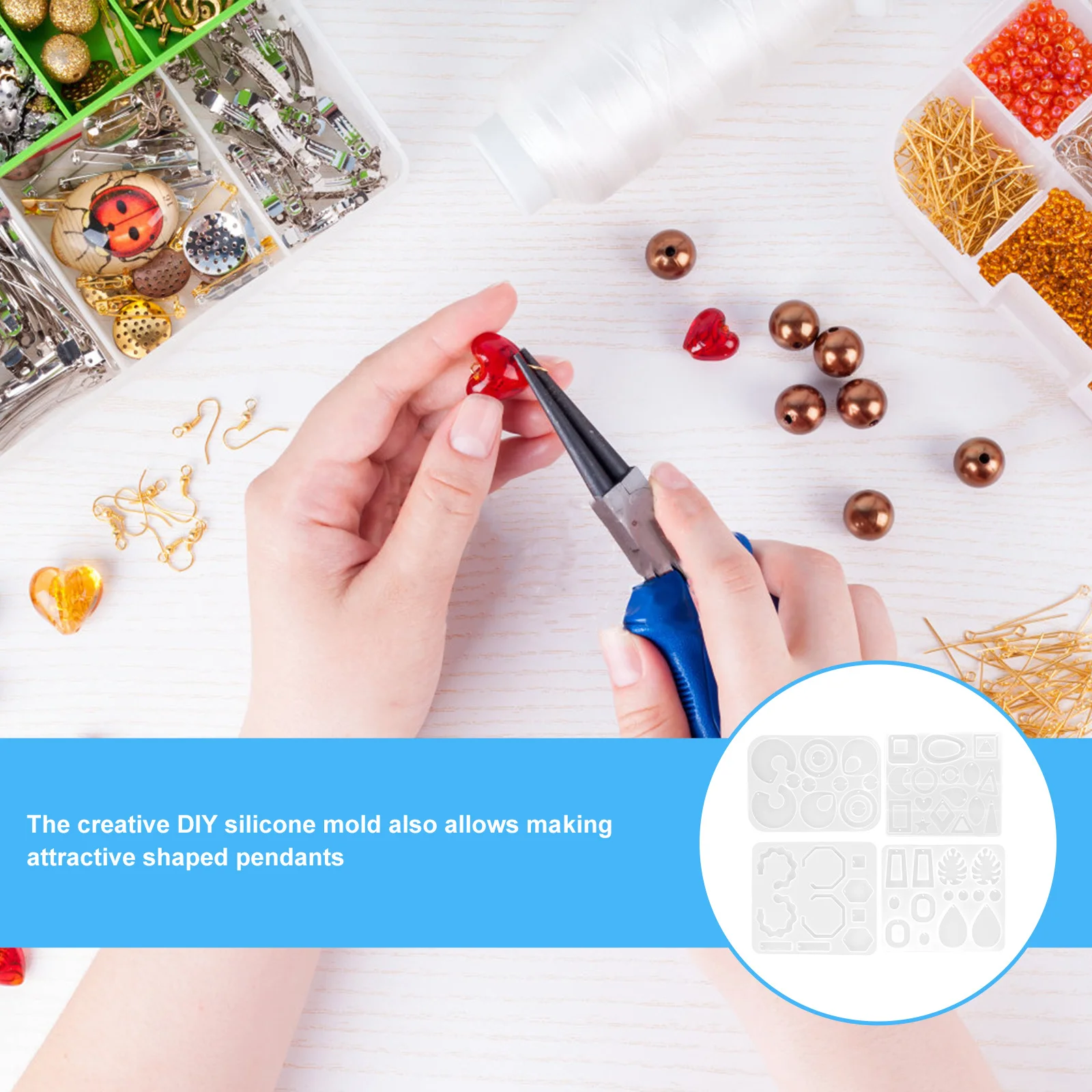 

4pcs Silicone Pendant Mold For Diy Resin Jewelry Making Craft Earring Drop Charm Molds Tool Crafting Supplies Kit