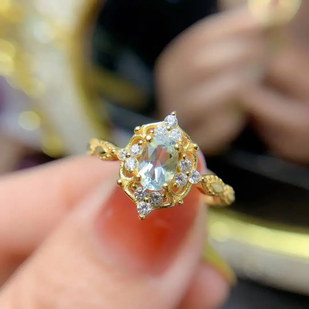 

Кольцо с натуральным аквамарином 4 мм * 6 мм, 100% для повседневного ношения, винтажное серебро 925 пробы, ювелирные изделия с аквамарином, ретро, серебро 925 пробы, подарок для жены