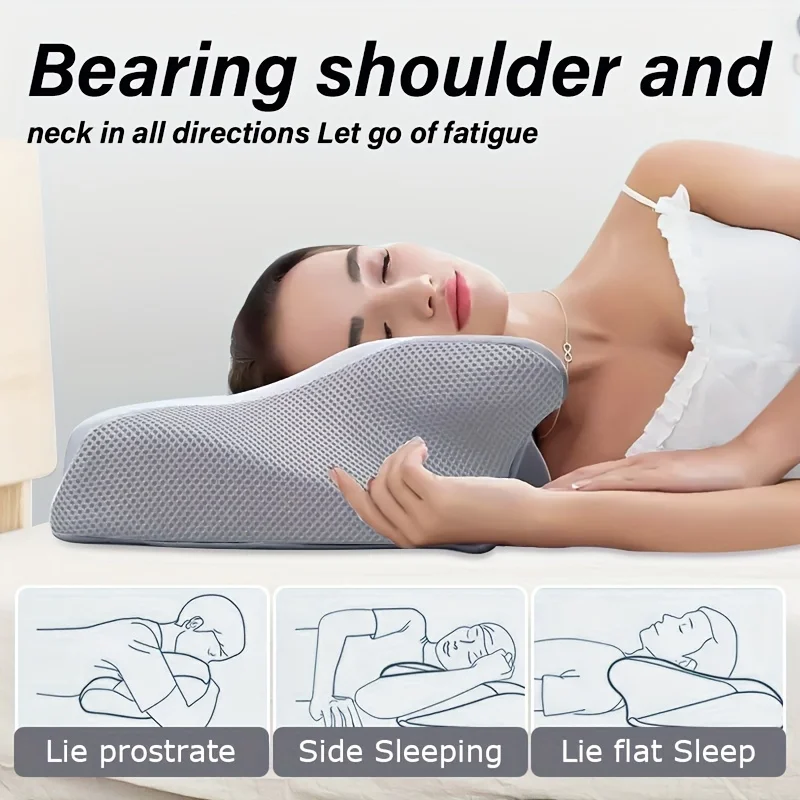 A Memory Foam Support Pillow Suitable for Cervical Pain Compression Replaceable Suitable for Supine and Side Sleepers