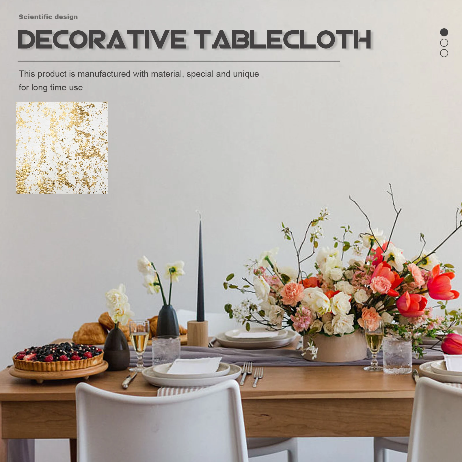 

Luxury Gold Tablecloth French Runner Decorative Cover for Dining Room Kitchen Festive Events Stylish Home
