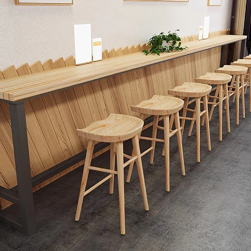 Silla de Bar de madera para terraza al aire libre, resistente al agua, minimalista, escritorio de recepción, nórdico, cocina moderna, artículos para el hogar