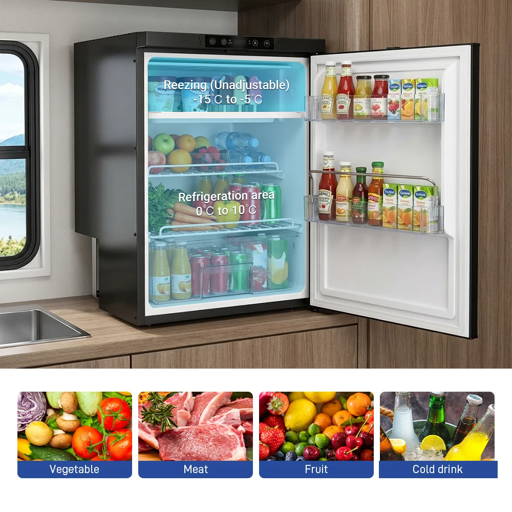 High Quality 64L/88L Hotel Mini Refrigerator Noise Mixed Truck Portable Refrigerator RV Car Refrrigerator