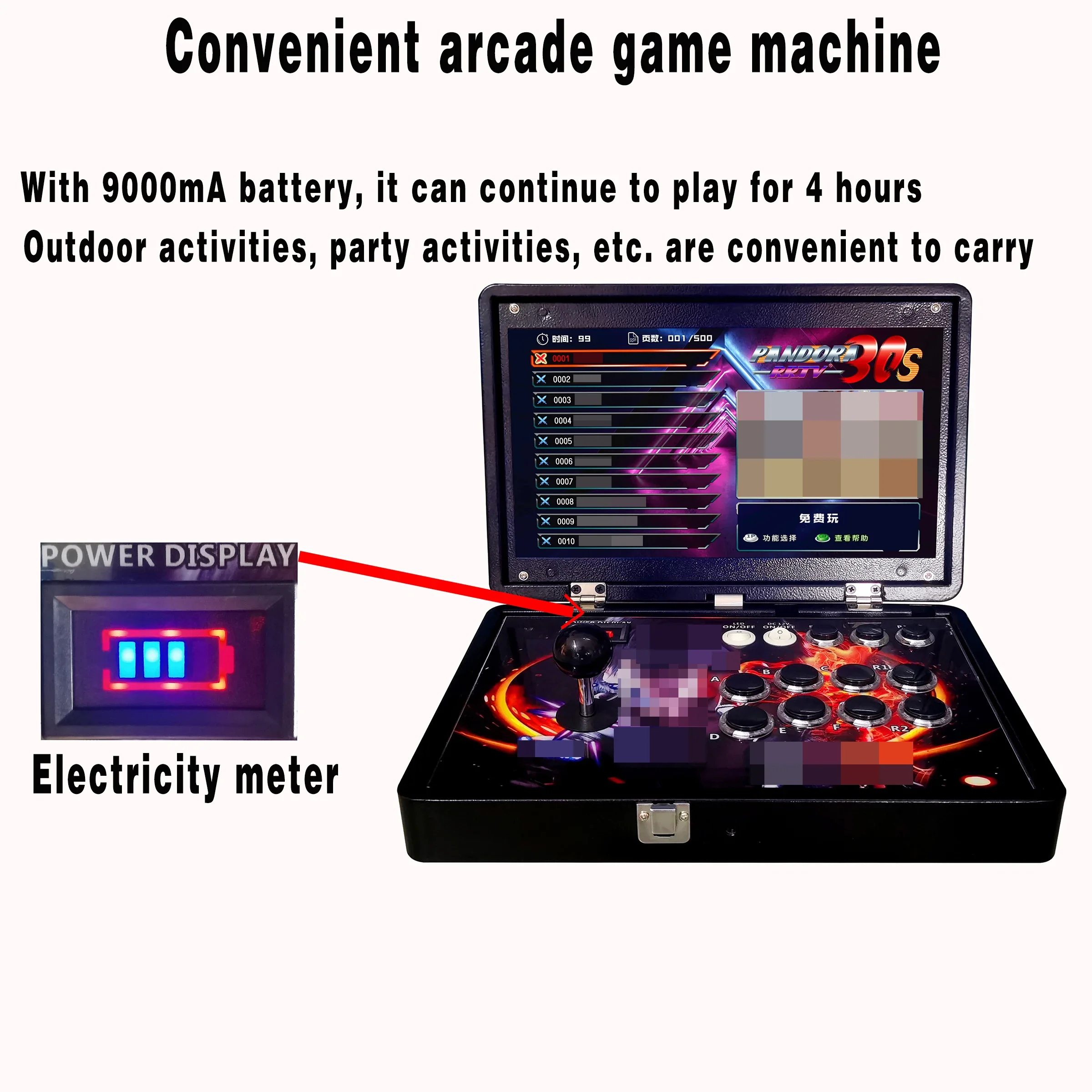 Custom 14-inch Screen Portable Folding Arcade Machine Joystick Gaming Box Arcade Machine Barton Retro Entertainment Game Machine