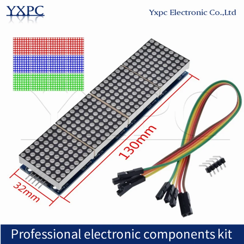 MAX7219 Dot Matrix Module Control single chip microcomputer For Arduino 4 In One Display with 5P Line