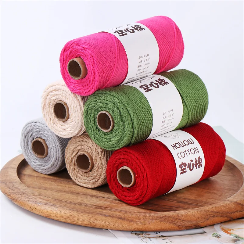 1Pc 150g 2mm hollow Yarn For crochet round hand Knitting Yarn bag cushion mat Crocheting Yarn DIY hat shoe Line amigurumi Thread