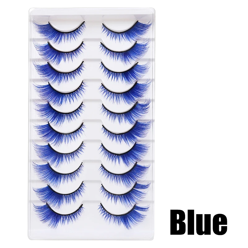 DINGSEN 1/5/10 Paar Bunte Flauschige Streifen-Wimpern Natürliche Weiche Wimpern Wispy Falsche Wimpern 3D Lockige Wimpern für Make-up – Detail 31