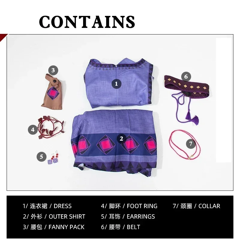 Movie Wish Asha Wish Magnifico Cosplay Costume Asha travestimento Princess Purple Dress Halloween Christmas for Women Men Kids