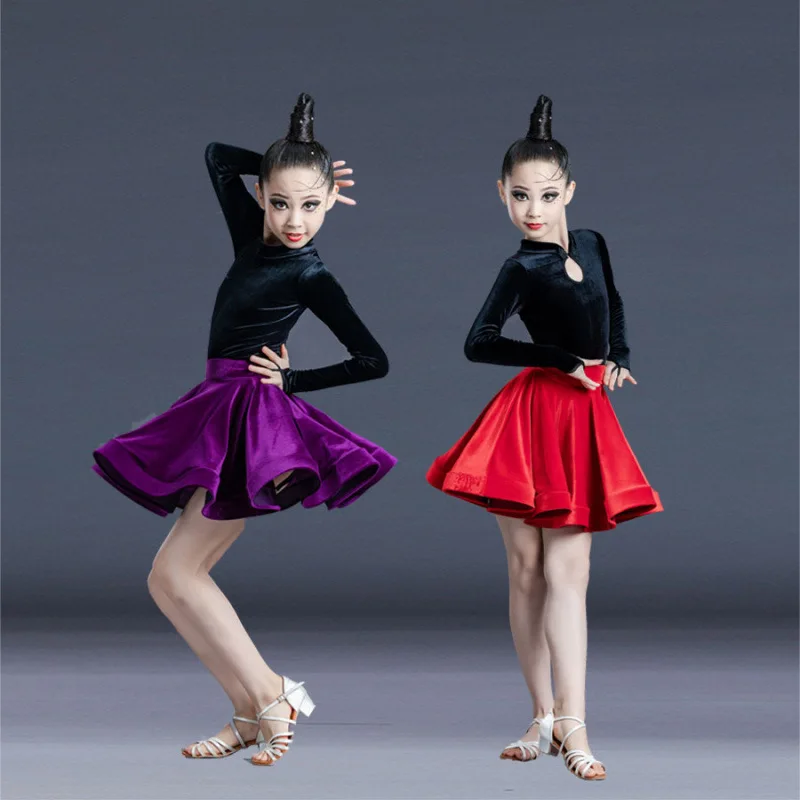 Kids Gold Sequin Fringe Latin Dance Dress Girls Sleeveless Ballroom Salsa Cha Cha Tango Performance Costume Shiny Fringe Colthes