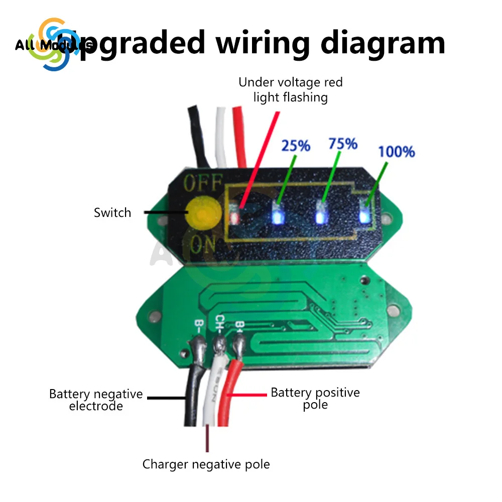 Battery Meter Capacity Monitor Digital Battery Indicator Lithium-ion Battery Indicator Lithium Battery Capacity Tester