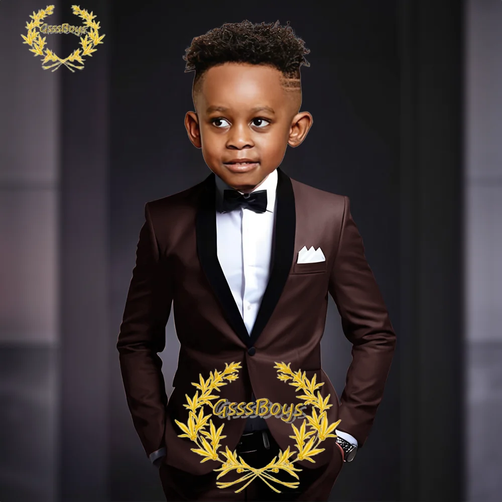 Boys Suit 2-16 Years Old Jacket Pants Vest 2 Piece Set Wedding Tuxedo Kids Formal Party Clothes Customized Color