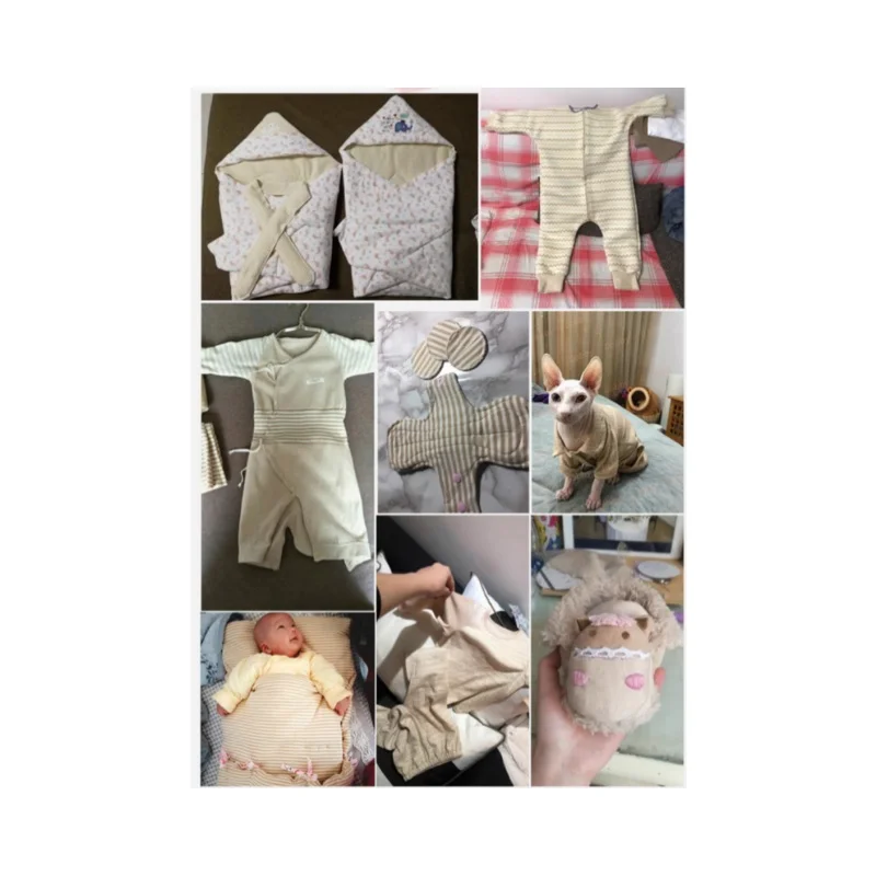 Half Meter Organic Pure Cotton Natural Colored Cotton Stripe Infant Baby Knitted Fabric A Grade Screw Thread Jersey Cloth T1130