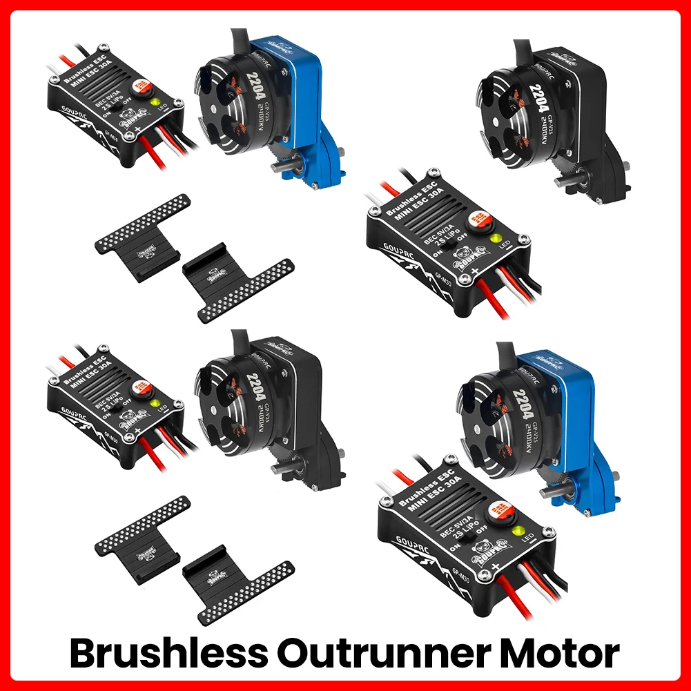 

2204 2400KV Brushless Outrunner Motor W/ Transmission and 30A Brushless ESC for 1/24 RC Crawler Axial SCX24 Upgrade