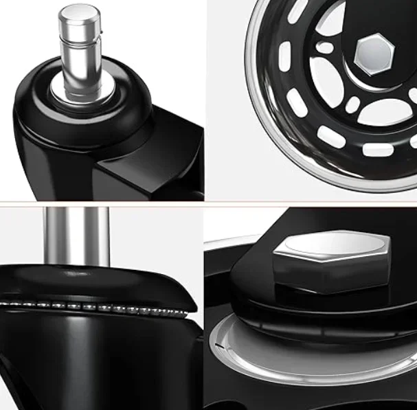 Imagem -02 - Office Rubber Chair Rodízios Substituição Heavy-duty Computer Gaming Desk Caster Suave e Segura Rolling Wheels Conjunto de 3