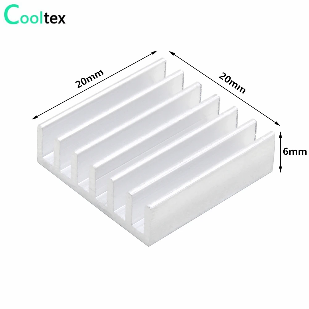 20pcs 20x20x6mm Aluminum Heatsink Radiator Cooling Cooler for Electronic Chip IC MOS Diode Triode With Thermal Conductive Tape