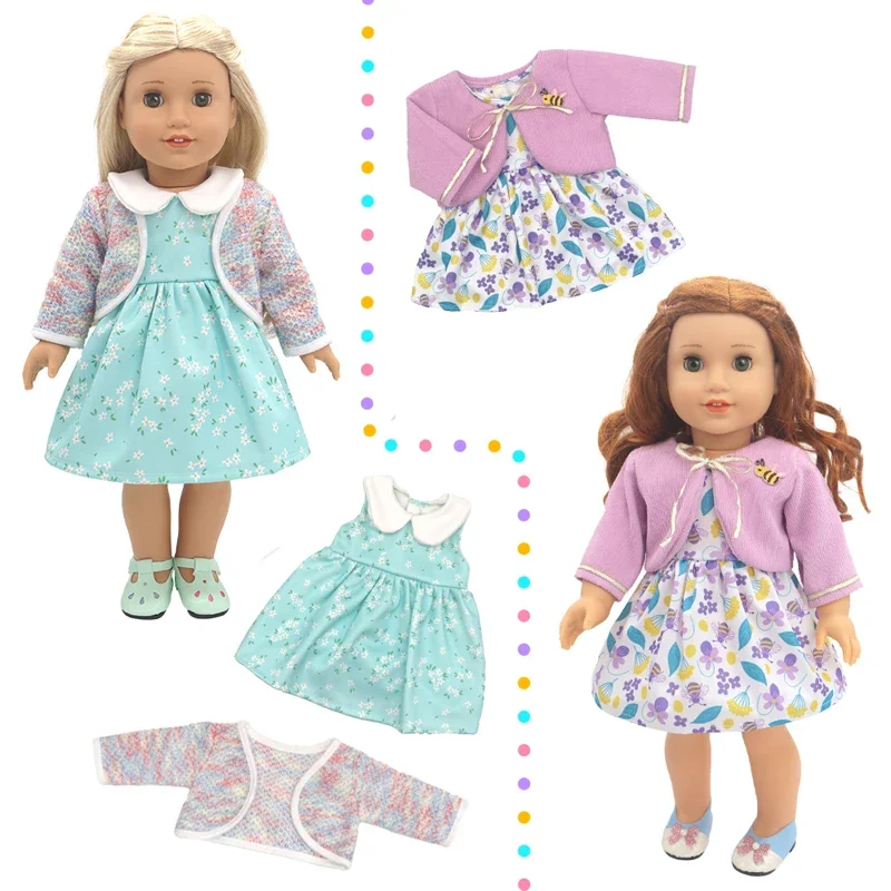 18 Inches Girl Doll Clothes Coat Purple Dress For 17 Inches 43cm Baby Doll Outfit