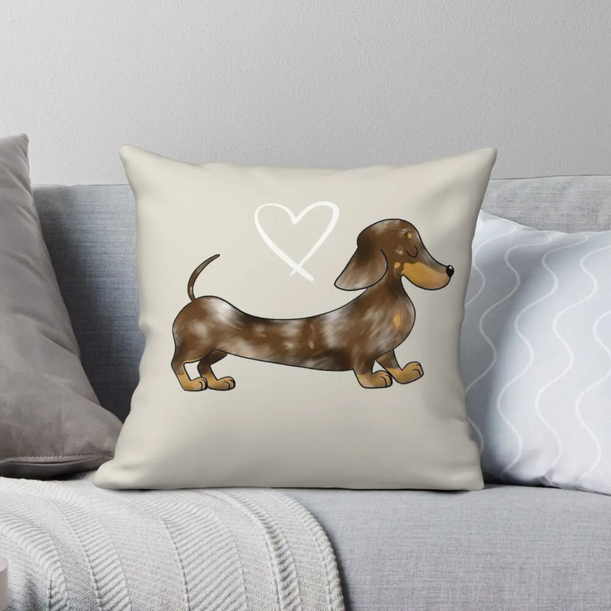 Dachshund Chocolate Sausage Dog Pillowcase Polyester Linen Velvet Printed Zip Decor Pillow Case Home Cushion Cover 45x45