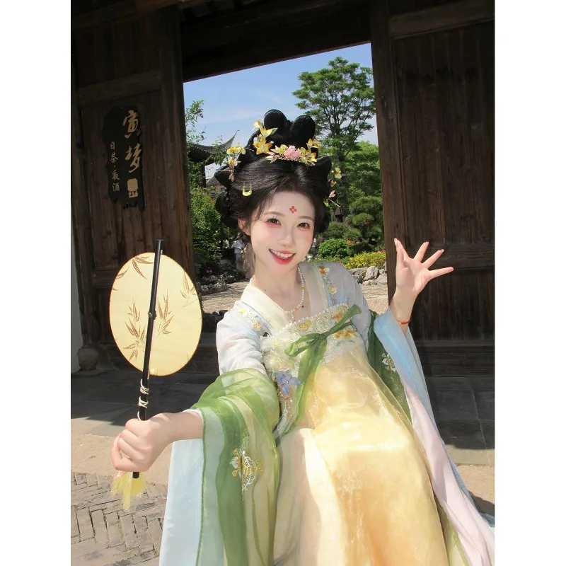 Green ancient clothing adult Hanfu women's 2026 new improved suit Xiao Tang Feng chest-length skirt