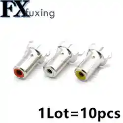 10pcs RCA Vertical Lotus Socket Single Hole Direct Insertion Same Core AV Socket Audio And Video Socket WhiteRed AV-8.4-2 13.5mm