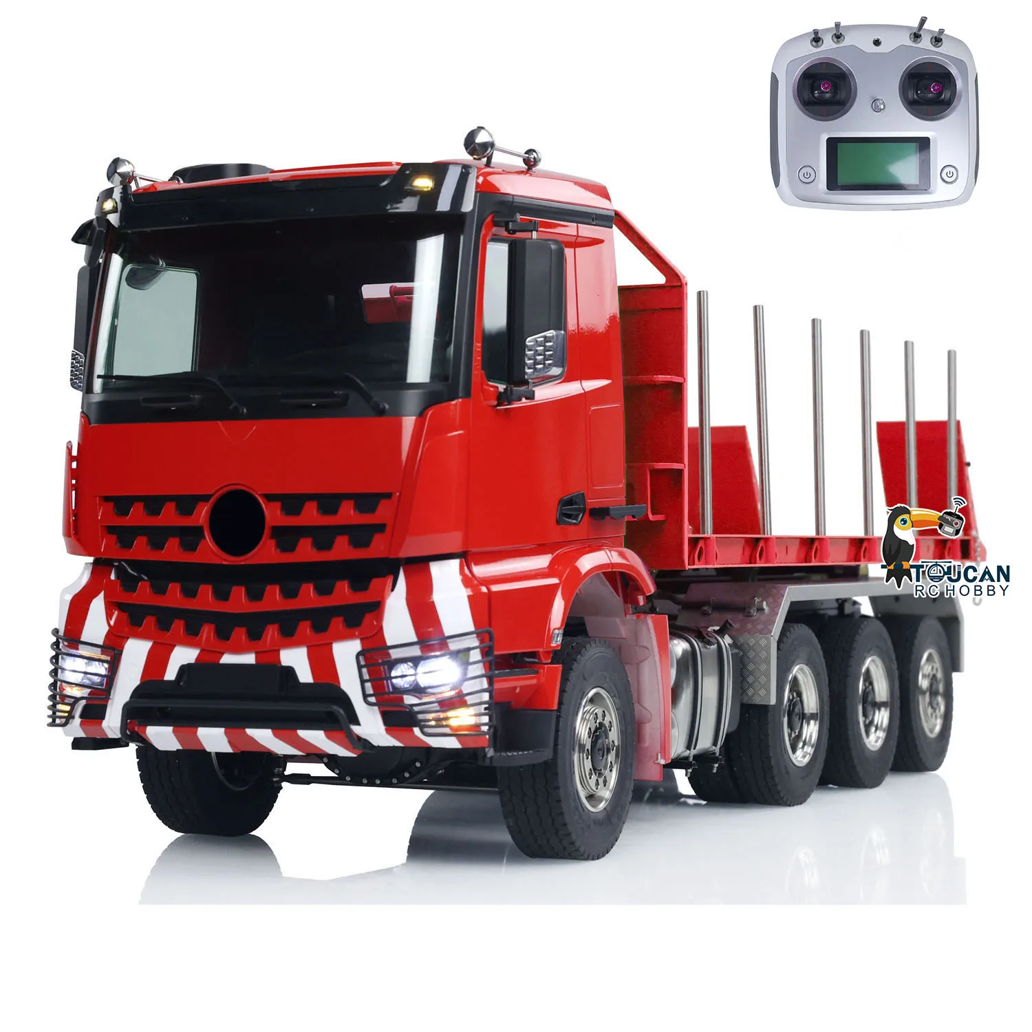 Toys 1/14 8x8 Hydraulic RC Timber Flatbed Truck Full Dump Cars Rear Axle Lifting Steering TOUCAN DIY Finished Sound Light Tipper