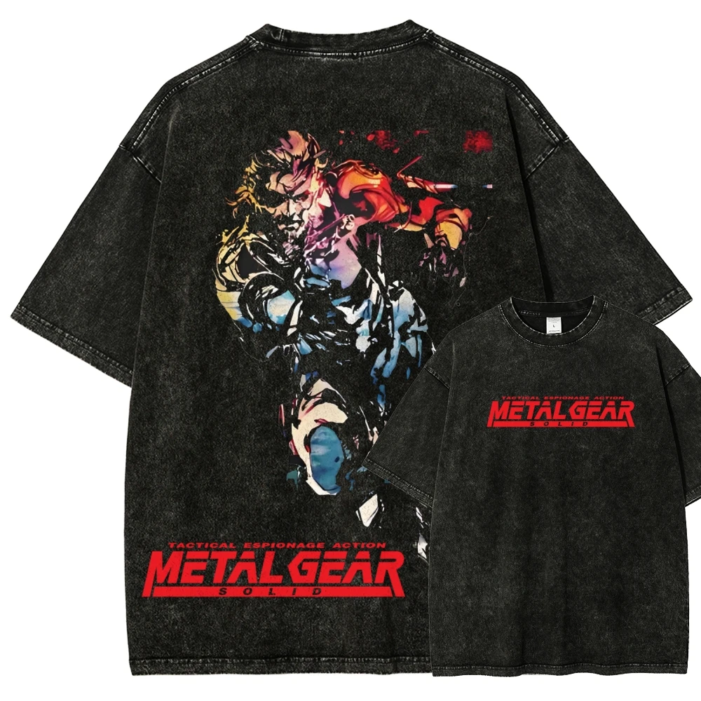 Metal Gear Solid Washed T-shirt 2026 New Model personality Clothes