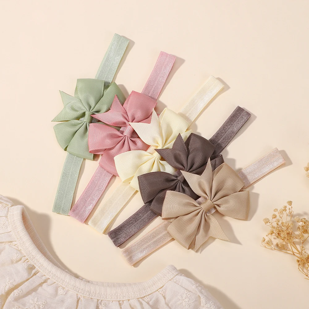 5 قطعة طفلة الدولاب القوس عقال مجموعة النايلون العصابات Bowknot إكسسوارات الشعر للأطفال حديثي الولادة الخريف الشتاء الأطفال