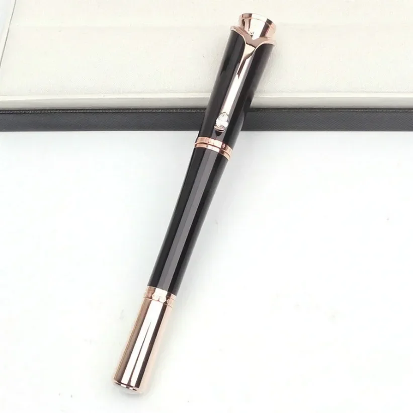 

High Quality MB Metal Ballpoint Rollerball Pen Lady Writing Pen with Teardrop Shape Diamond Stone Clip Writing Smooth