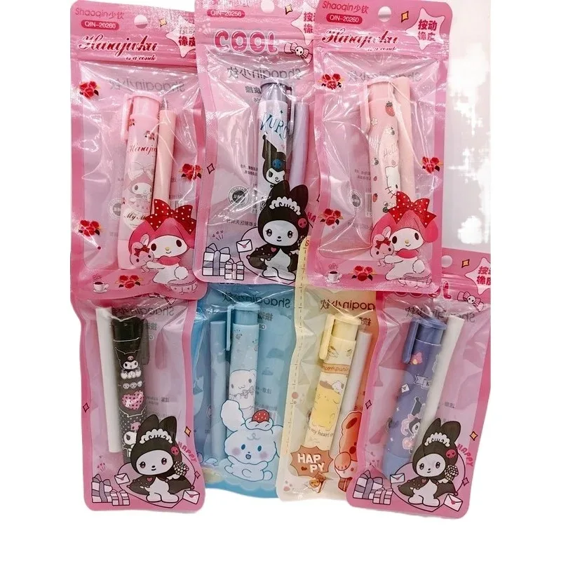 

Sanrio Hello Kitty Pushable Eraser Set Anime Figures Kuromi Cinnamoroll My Melody Cartoon Stationery Cute Children Birthday Gift