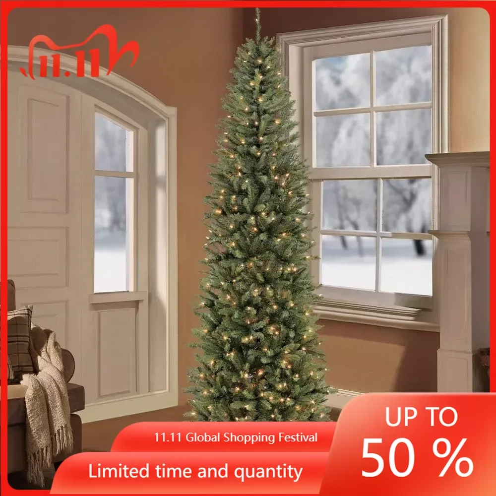 

Green Christmas Home Decoration 6.5 Foot Pre-Lit Fraser Fir Pencil Artificial Christmas Tree With 250 UL-Listed Clear Lights