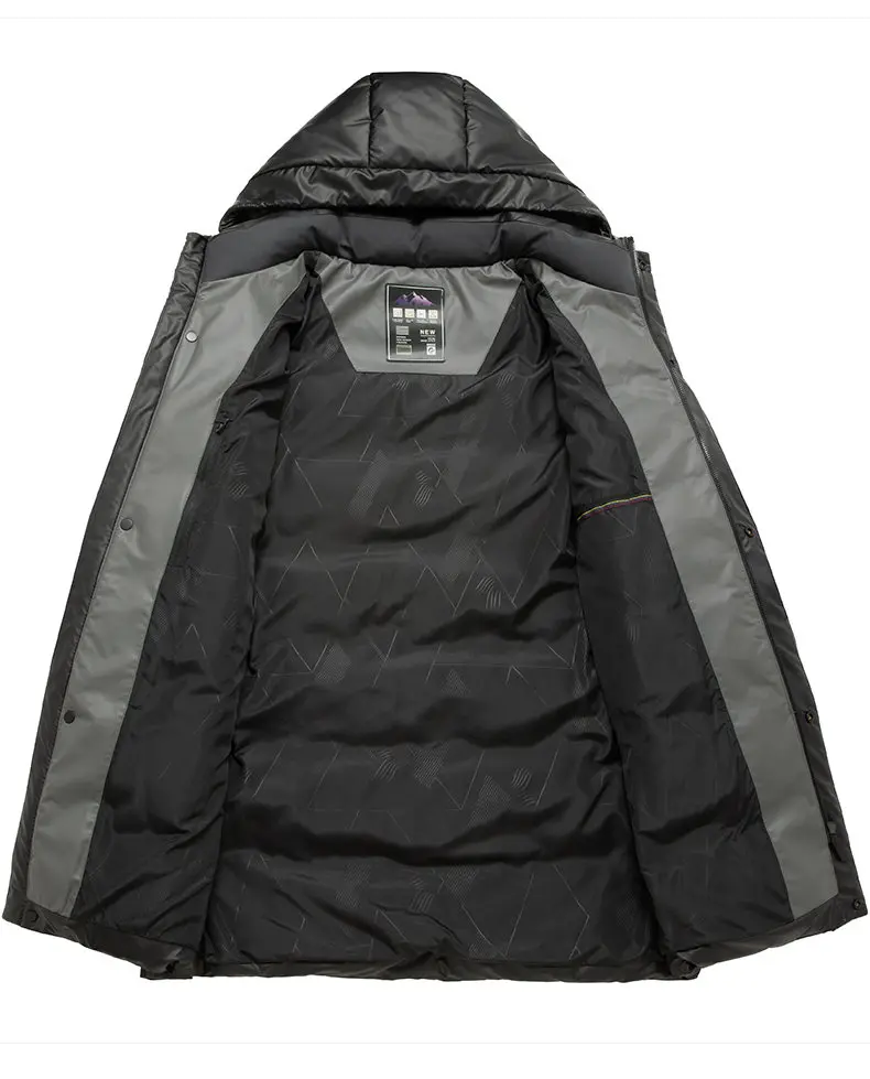 Classic 2026 Winter Men's Mid-Length Hooded White Duck Down Jacket Outdoor Windproof Wear Thick Warm Hooded Puffer Coat Clothing