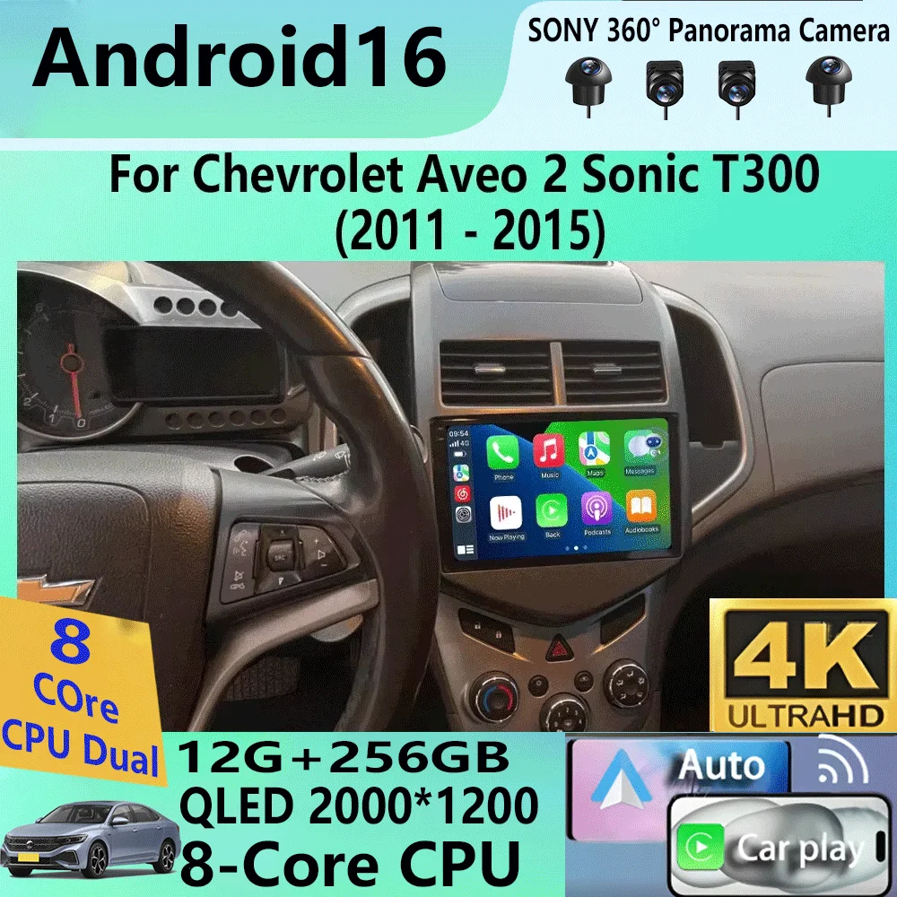 

Android 16 Carplay Auto 2K Screen Video Car Radio Multimedia Player For Chevrolet AVEO Sonic 2011 - 2013 2 din Autoradio Stereo