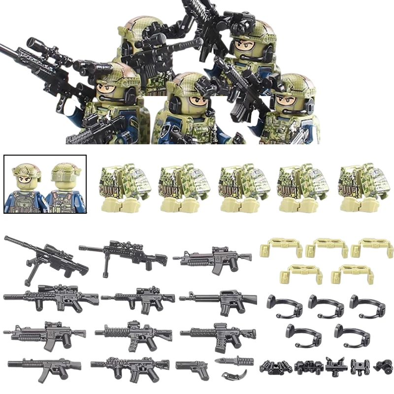 Amerika Armee Kampfuniform Spezialeinheiten Figuren Bausteine Stadt US Special Air Service Soldat Militär Waffen Spielzeug