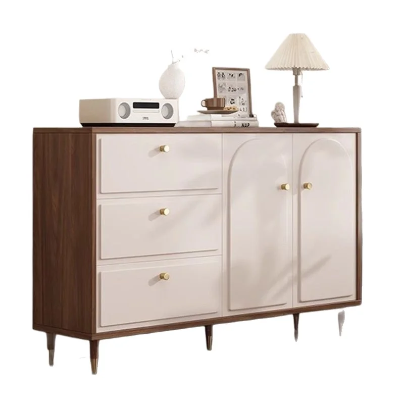 

Retro solid wood chest against the wall, small apartment living room French storage cabinet at the end of the bedroom bed