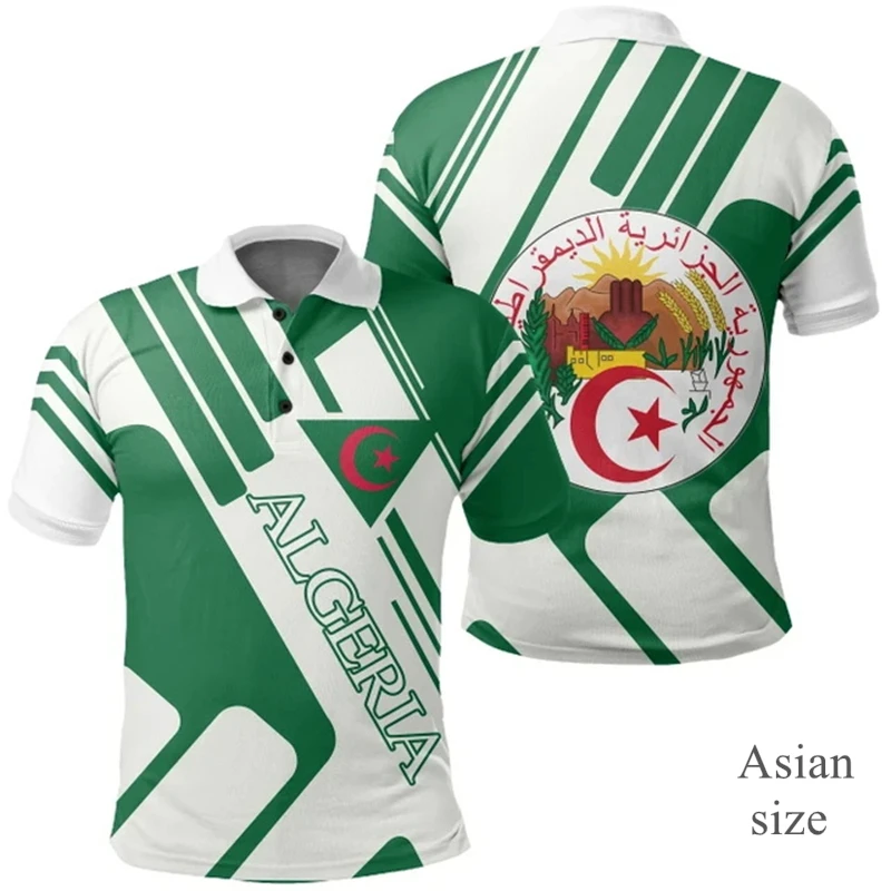 Fashion Algeria Flag Emblem 3D Printed Polo Shirts For Men Clothes Summer New Algerian Unisex Short Sleeve POLO Shirt Kids Tops