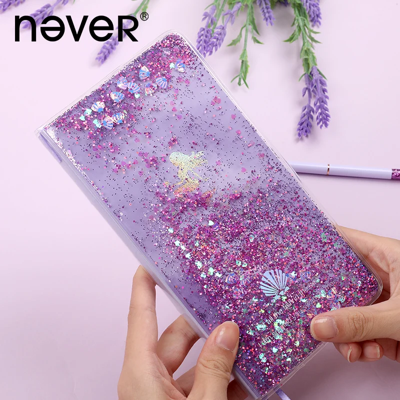 NEVER Kawaii Notebook Liquid Quicksand Weekly Diary Planner Unicorn Mermaid Notepad and Gel Pen for Christmas Student Stationery