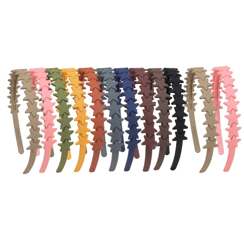 652F 5/12 Pieces Matte Headbands for Girls Women Unique Hair Decors Star Hairbands Comfortable Plastic Hair Accessories