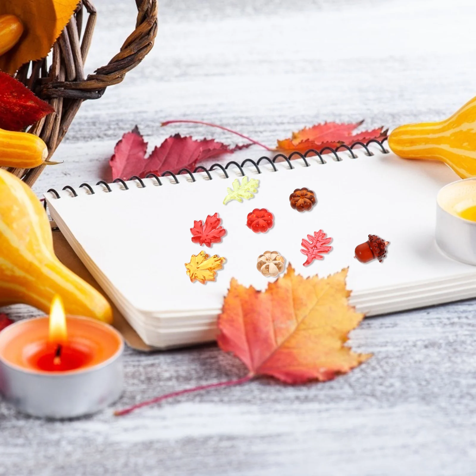 

90 pcs 1 Set Fake Pumpkin Maple Leaf Ornaments Craft Accessories Party Decor Desktop Flower Arrangement Tabletop Thanksgiving