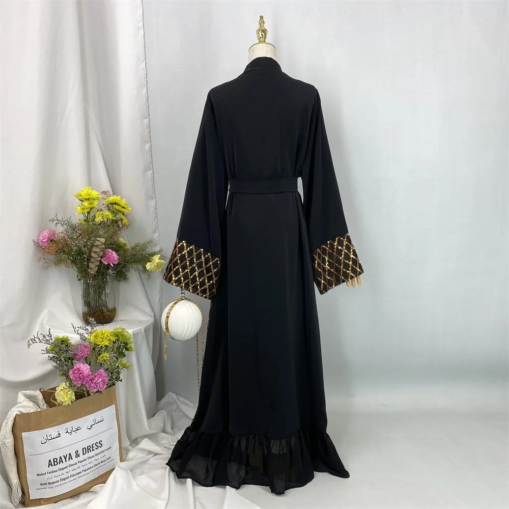 Ramadan Eid Abayasสําหรับผู้หญิงเจียมเนื้อเจียมตัวRobeแฟชั่นหนาซาตินAbayaดูไบหรูหรา 2025 มุสลิมKaftanชุดกิโมโนKebaya