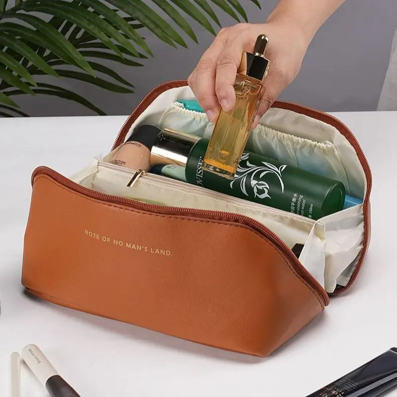 

High quality PU leather cloud pillow cosmetic bag large capacity portable cosmetic case travel toilet bag portable