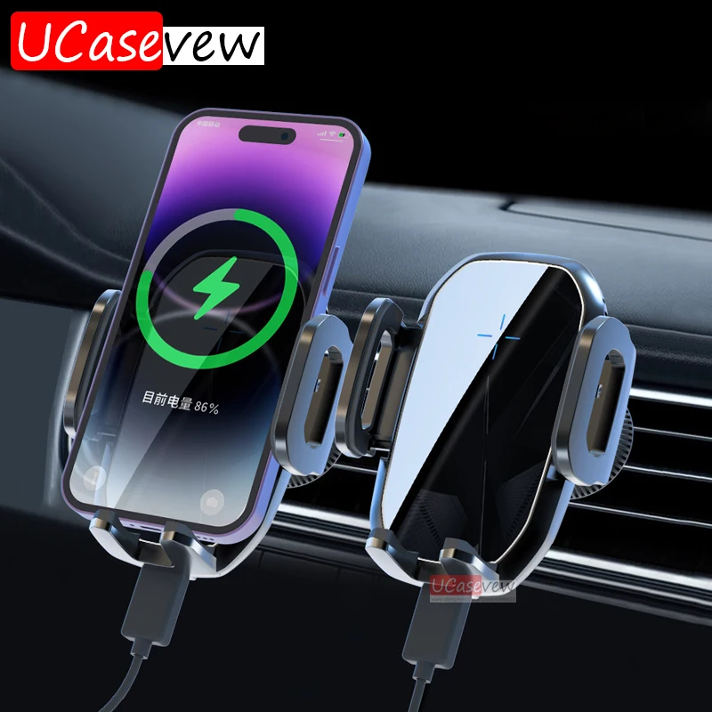 

Автомобильный держатель для телефона, зажим для вентиляционного отверстия, подставка для смартфона, мобильная подставка, автомобильное беспроводное зарядное устройство, держатель для iPhone 15 X Xiaomi Samsung S24