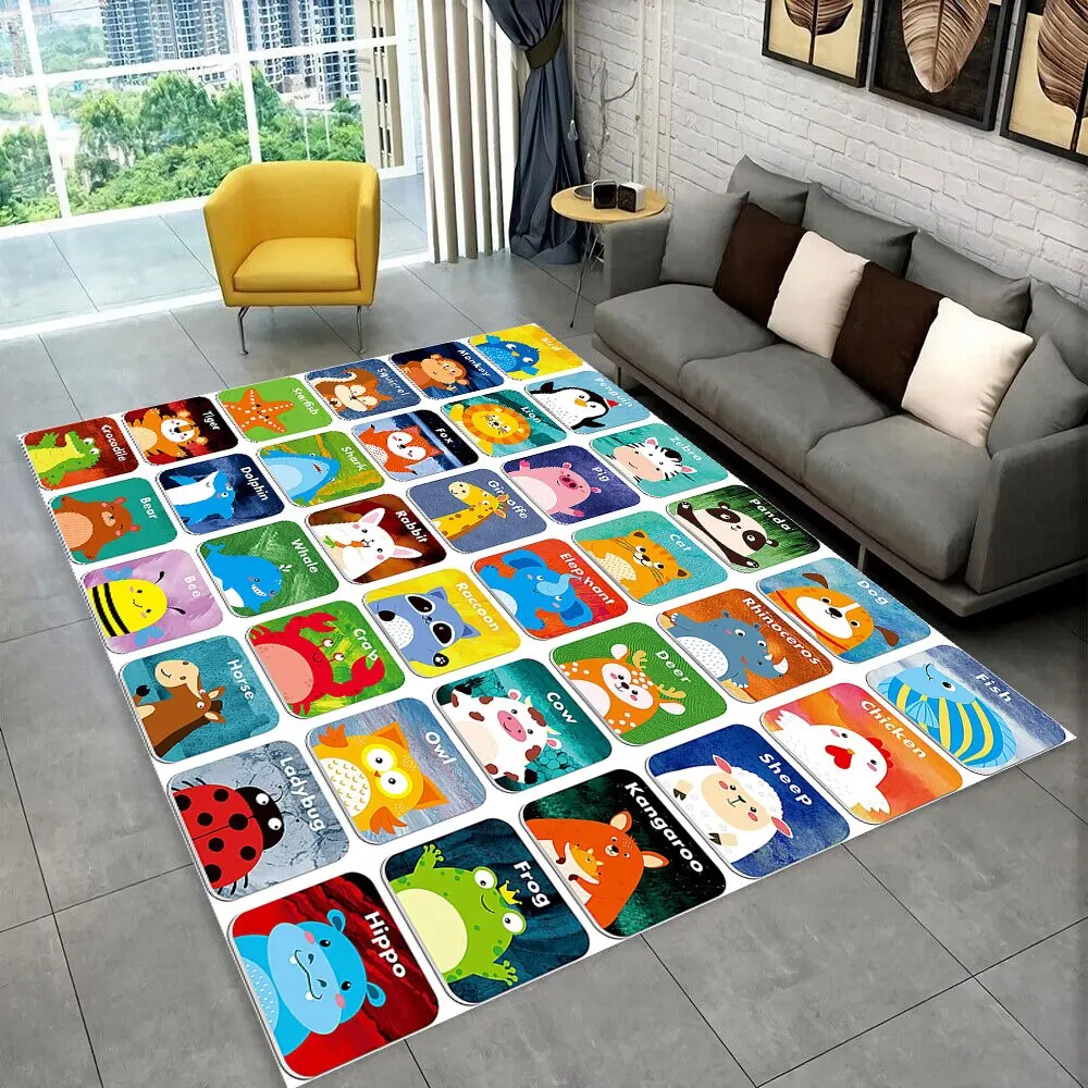 ABC Cartoon Alphabet Children Crawling Kids Playroom Early Education Area Rug,Carpet for Living Room Bedroom Sofa,Non-slip Mat