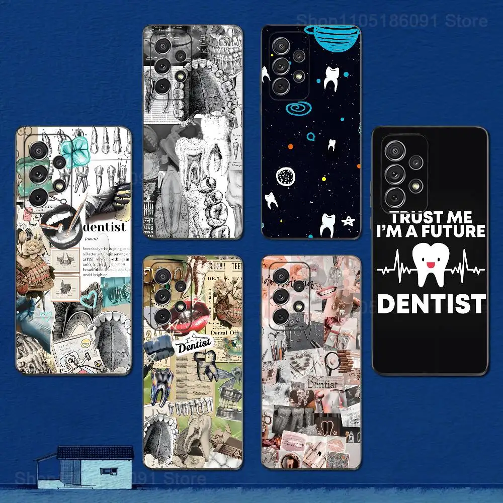 Tooth Healthy Dentist Dental Phone Case For Samsung S22,S21,S20,S10,S9,S25,S24,S23,Ultra,FE,Plus,Lite,Soft Silicone Black