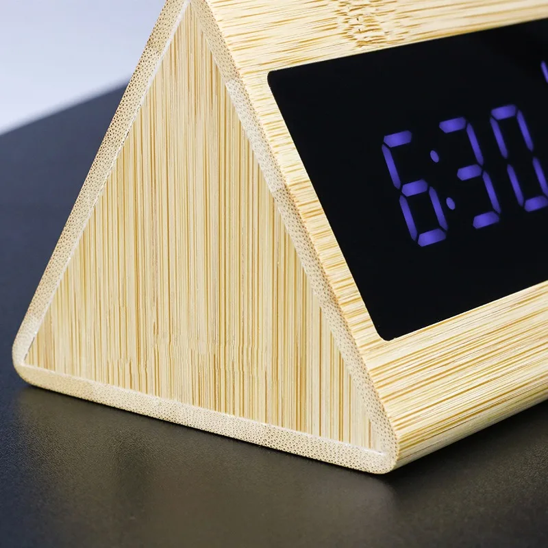 Bamboo products with mirror electronic bedside clock temperature and humidity students set the table to learn bamboo and wood mi