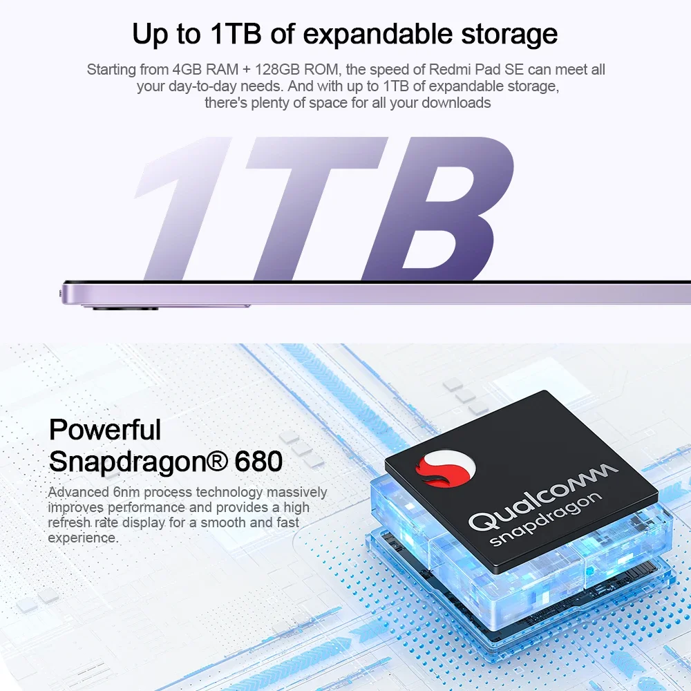 Xiaomi Redmi Pad SE Global Version Mi Tablet Snapdragon® 680 128GB / 256GB Quad speakers Dolby Atmos® 11\