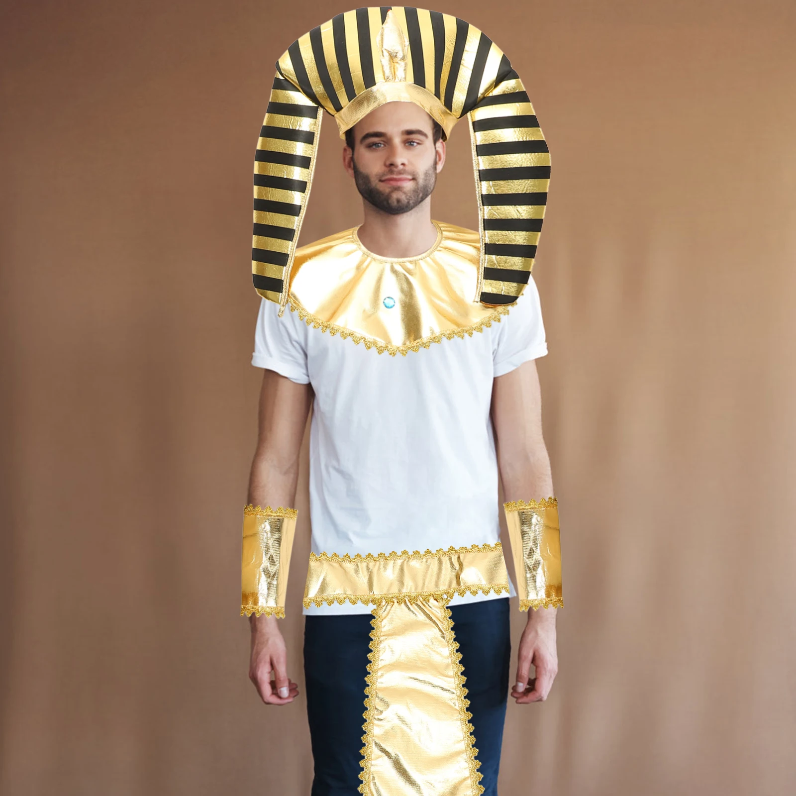 Abiti Faraone Trucco e abbigliamento Costume antico Forniture per cosplay di Halloween Dorato