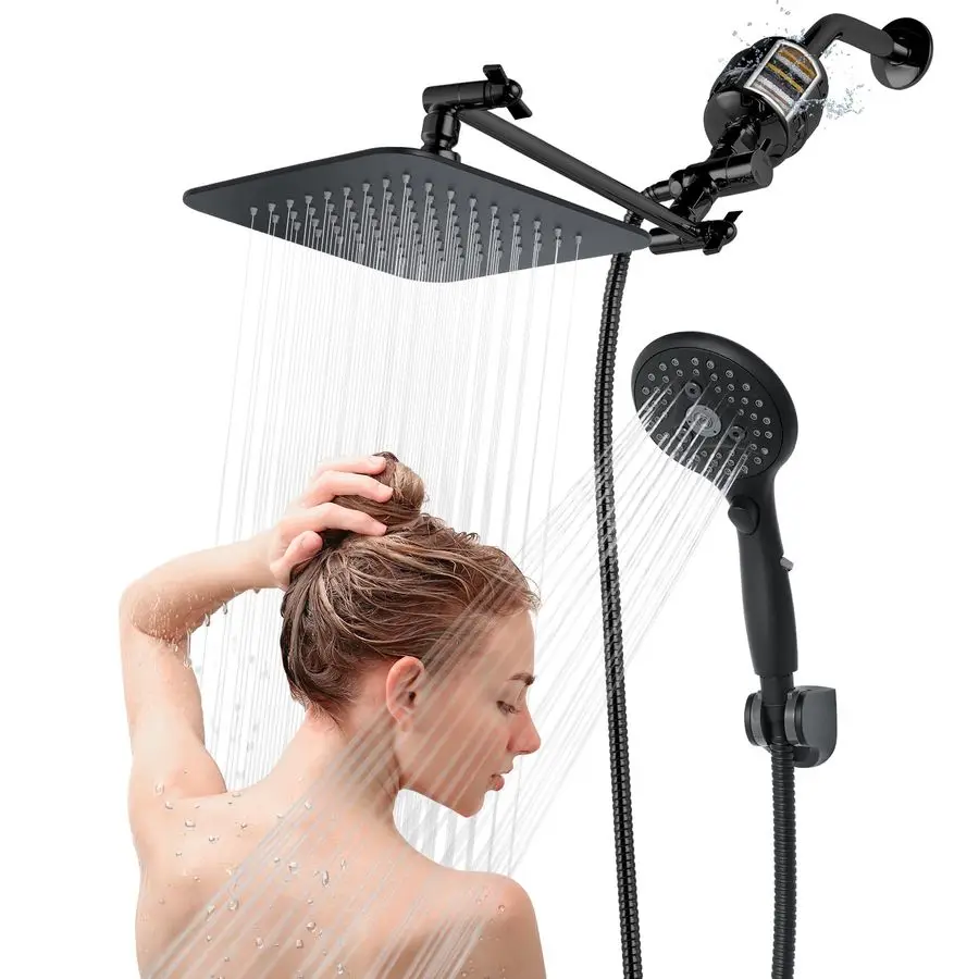 

Dual 20 Stage Filtered Shower Head with Handheld, 6 Spray Settings Handheld Shower Head High Pressure Rainfall Filter Combo with