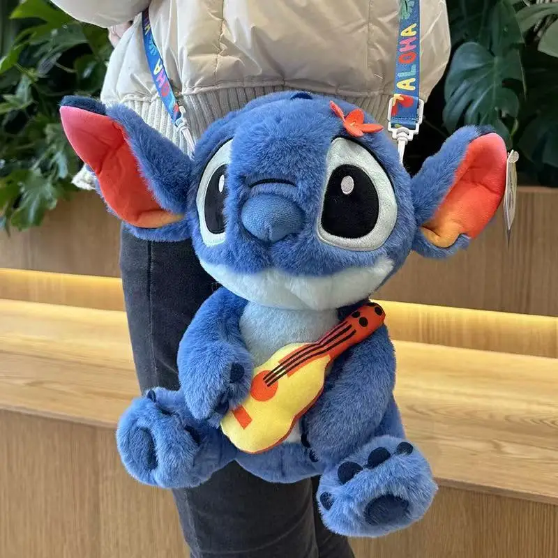 

32 см Disney Kawaii гитара Stitch мягкие игрушки Лило и Стич плюшевый рюкзак куклы сумка кулон подарок на день рождения сумка детская игрушка для мальчиков и девочек